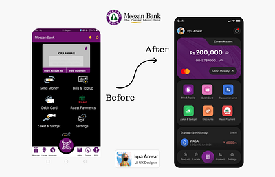 Before Vs After - Banking App Redesign finance fintech meezan bank app design ui ui design ux design