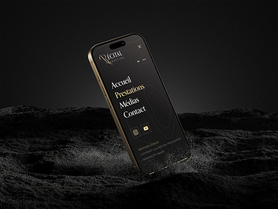 Elegant dark Menu branding classic clean dark design elegant full screen gold graphic design high quality iphone logo menu mobile mockup ui webdesign