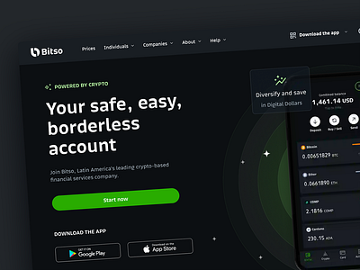 Bitso - Fintech | Crypto Website Design crypto fintech landing page ui ux