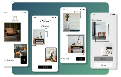 Interior Design App landing pages ui