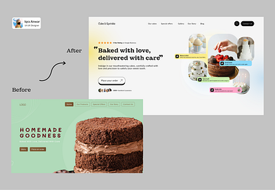 Before Vs After - Online Bake Shop Design bakeshop colors modern redesign ui ux