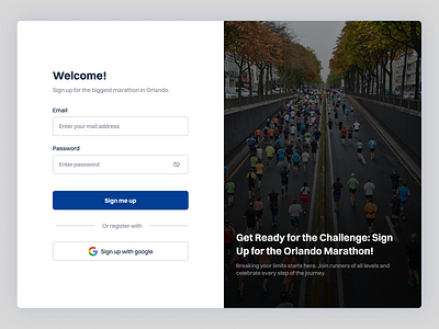 Sign up page - Marathon clean ui cta buttons minimalist layout modern design sign up page user interface uxui best practices web design