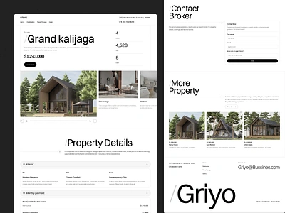 Griyo - Real Estate Details Page agent apartment architecture building clean company home house landing page minimalist properties property real estate realestate simple ui web web design website