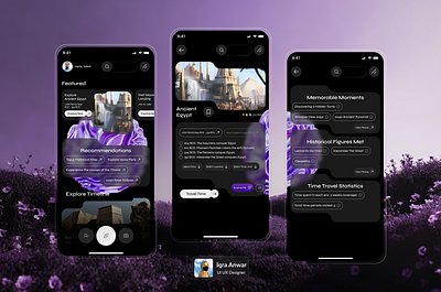 Dark Mode App Design dark mode dark ui glass effect glassmorphism purple ui ux ux design