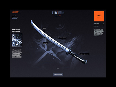 Nichirin Swords - anime concept anime characters concept demon slayer design ecommerce grid interface manga sword ui ux video games web webdesign