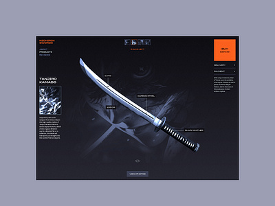 Nichirin Swords - anime concept anime characters concept demon slayer design ecommerce grid interface manga sword ui ux video games web webdesign