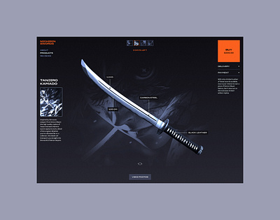 Nichirin Swords - anime concept anime characters concept demon slayer design ecommerce grid interface manga sword ui ux video games web webdesign