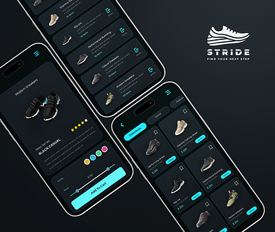 STRIDE: A Modern Sneaker Shopping App UI/UX Design navigation