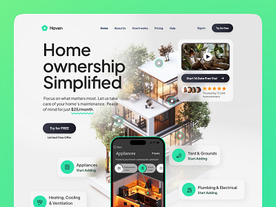 Haven landing page - Household Management Platform design landing page product design ui ux