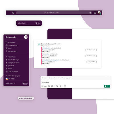 Betterworks Slack App design digital product design slack ui ux