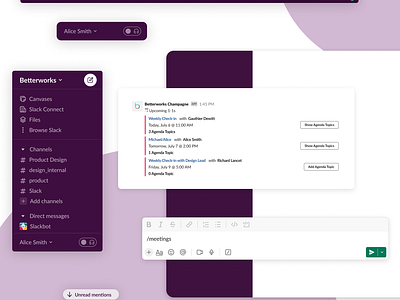 Betterworks Slack App design digital product design slack ui ux