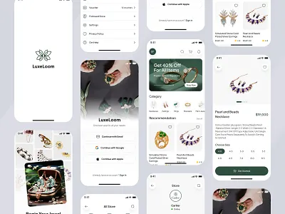 LuxLoom - Jewelry App Design (Full Version) app design ecommerce fashion app fashion app design fashion ecommerce app design figma design jewellery app jewellery store jewelry android app jewelry app jewelry app design jewelry app ui jewerlly app design jewerly ios app design mobile app mobile design online jewelry shop app design oripio product design ui