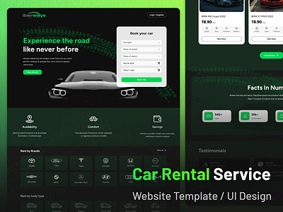 Luxury Car Rental Service Website Template / UI Design car rental car rental homepage car rental service car rental ui design car service design homepage landing page ui web page