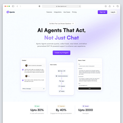 Ajentic - AI Landing Page Design ai agent ai chatbot ai chatbot website ai landing page ai website ai website design artificial intelligence business landing page business website chat gpt chatbot dashboard landing page landing page design landing page website modern landing page saas landing page saas website saas website design web
