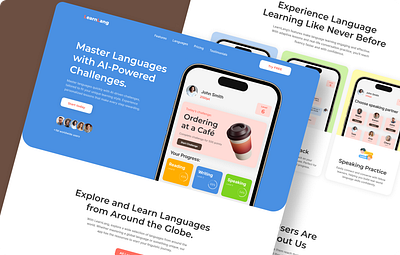 Landing Page for LearnLang – Language Learning App ui ux uxdesign web design