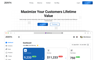 Zenith - CRM Landing Page landing page product design ui web design