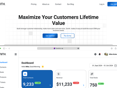Zenith - CRM Landing Page landing page product design ui web design