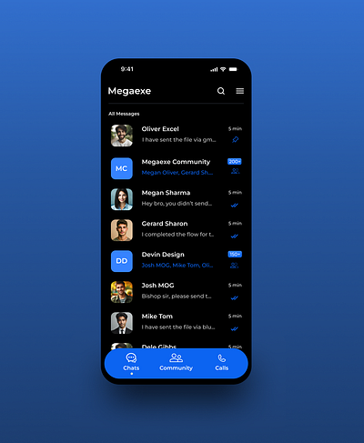 Megaexe Community Chat App ui