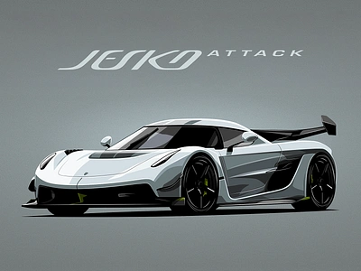 Koenigsegg Jesko Attack attack automotive cars clean design flat illustration jesko koenigsegg poster slick vector