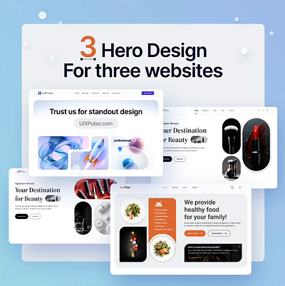 Three landing pages autolayout components design system figma prptotype responsive ui ux web design