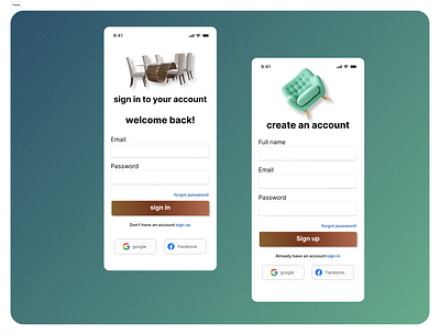 Sign in/ Sign up page NewInterior app