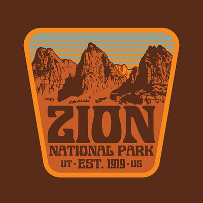 Zion National Park: Three Patriarchs badge design illustration logo national park outdoors patch retro utah utah park vintage wilderness zion zion national park zion utah