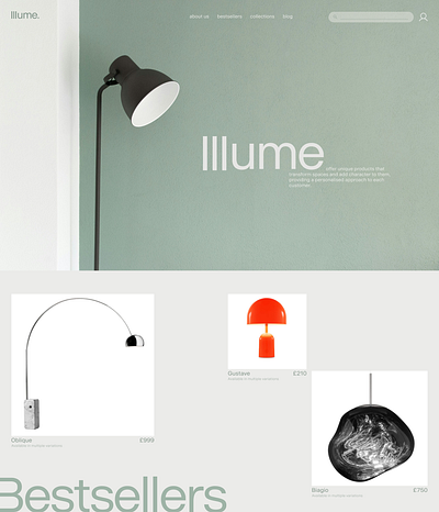 Online store of lamps corporate website figma landing page ui ui design uiux web design web site