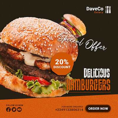 Craving a Bite? Check Out This Burger Design branding fast food food design foodie graphic design hamburgerdesign special offer