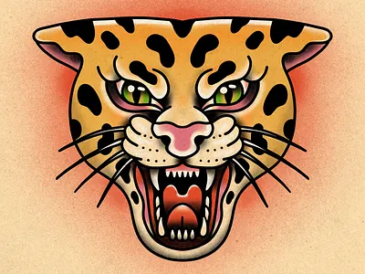 Tradicional Puma/Onça Pintada american color design feline gradient graphic design illustration ilustration ipad lion old school onça pintada procreate puma style tattoo tatuagem tiger tradicional