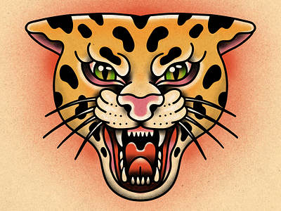 Tradicional Puma/Onça Pintada american color design feline gradient graphic design illustration ilustration ipad lion old school onça pintada procreate puma style tattoo tatuagem tiger tradicional