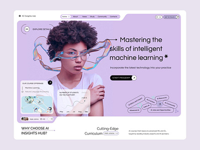 AI Insights Hub Concept ai ai business optimization ai powered ai sales ai solution artificial intelligencve courses data science deveopment marketing minimal neural network software startup ui ux webdesign