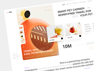 Web design for smart pet carrier application automation care cat design dogs pet pets smart ui uxdesign web