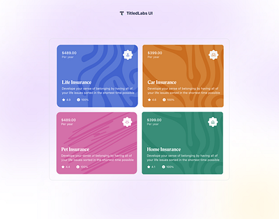 Insurance Cards UI - TitledLabs UI branding design graphic design illustration logo product product design typography ui uidesign