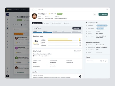 Tiimi - Candidate Hiring Details in SaaS HR Management System candidate candidate details company contract employee hiring hr hrd hrm hrs job product design recruitment saas saas design team management ui ux web design