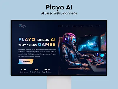 Playo - AI Based Web Landing Page ai website dark theme web figma game website gaming web ui landing page landing page design prototyping ui uiux user interface design web design website landing page wireframing