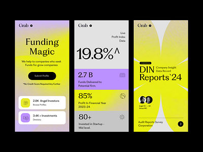 mobile ui angel branding clean data design funding graphic illustration instagram story product design report social tracking typography ui ui ux user experience ux vc
