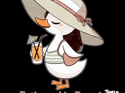 Fashionably Drunk Duck. Funny Duck T-Shirt joro