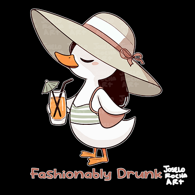 Fashionably Drunk Duck. Funny Duck T-Shirt joro