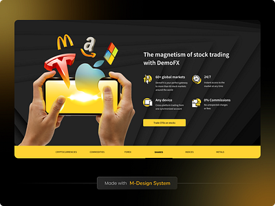 Fintech Landing Page | M-Design System 3d components fianance fintech forex graphic design icon set icons landing landing page shares stocks trading ui ui kit untitled ui web website