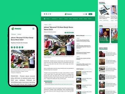 Pinusi - Portal News app article artikel berita branding clean design media new news news media tranding ui ux web design web page website