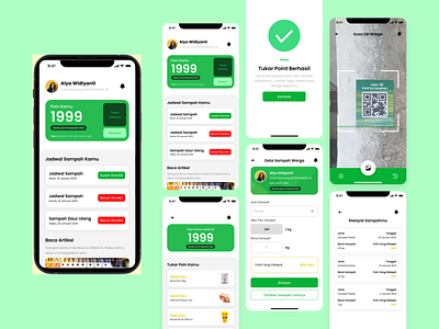 Pantau Sampah app app design bank sampah design environment green kebersihan poin recycle redeem sampah scan success trash ui