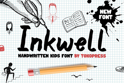 Inkwell – Handwriting Kids Font branding children display font font gaming handwritten kids movie font poster youtube