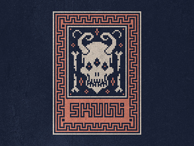 Inktober 2023 - Skull cross stitch demon pattern skull