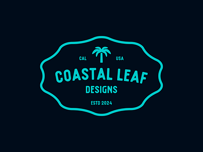 Coastal Leaf Designs Branding badge beach blue branding brandmark california coast custom green icon leaf logo logotype marketting palm sand tree tropical water website