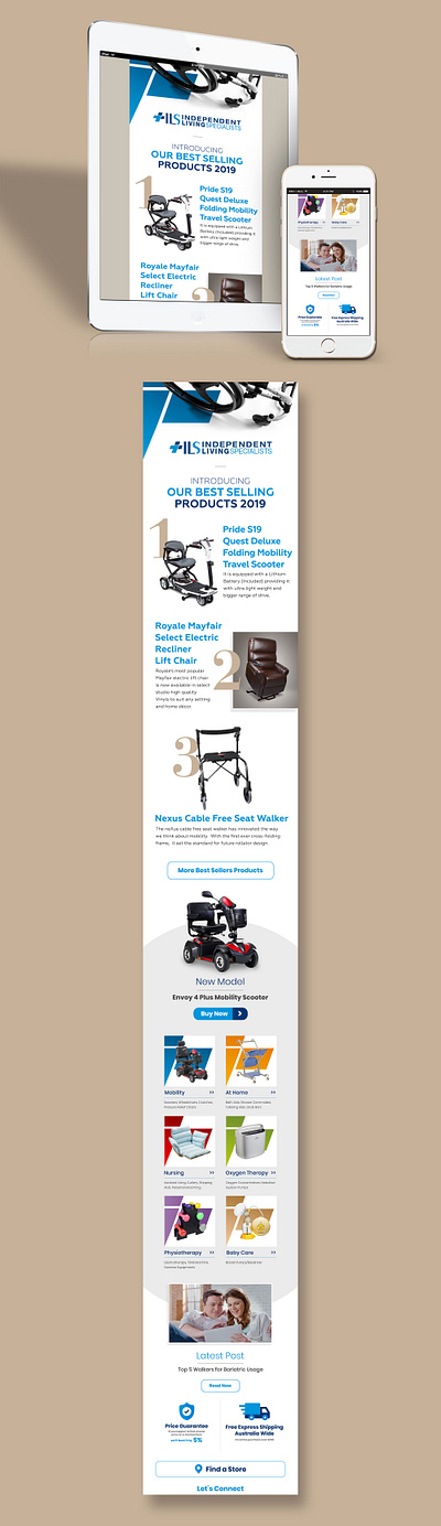 ILS Best Selling Products EDM Design banner branding design digital disability ecommerce edm email enewsletter graphic layout marketing mobility newsletter online products