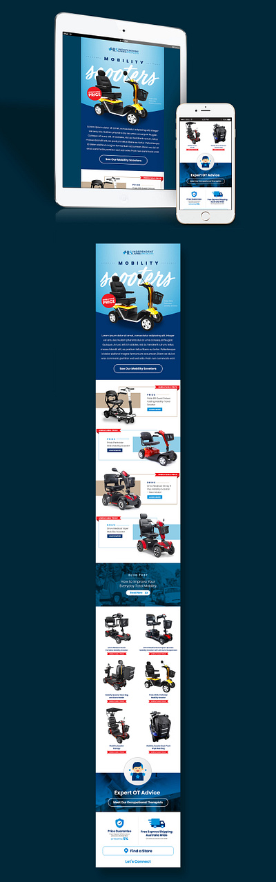 ILS Mobility Products EDM Design banner branding business design digital disability ecommerce edm email graphic illustration ils layout marketing medical mobility newsletter online products