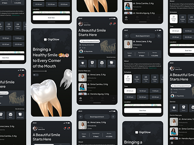 Gigi - Mobile Apps android appointments darkmode dentalcare design doctor gigi health ios mobiledesign tooth uidesign uiux uxdesign