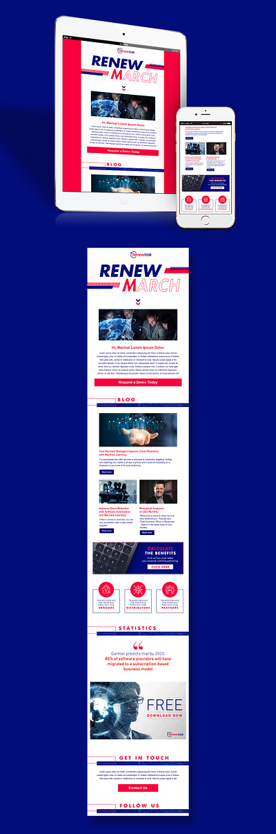 Renewtrak Monthly EDM Design banner branding business corporate design digital edm email enewsletter graphic graphic design layout marketing monthly newsletter online tech technology