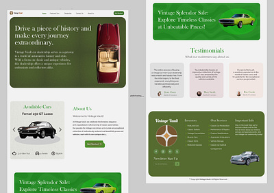Landing page for a vintage car dealership 🚗 automobile car design history landing page sale tech ui uiux vintage webpage website