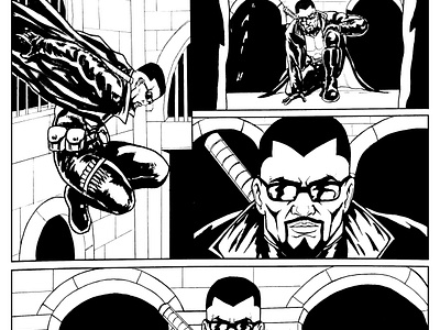 Marvel Comics Sample Page : BLADE art artist artwork blade character illustration comic artist comic book comic page comic style drawing evil examples ideas illustration illustrator ink lineart page samples super hero vampire